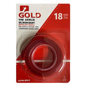 Gold Çift Taraflı Bant Şeffaf Silikon VHB Akrilik 18mm x 2m