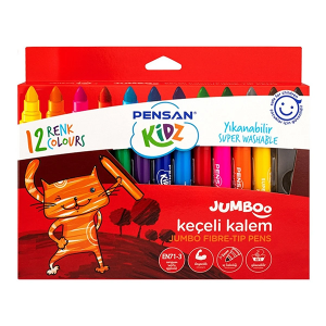 Pensan Kidz Yıkanabilir Jumbo Keçeli Kalem 12 Renk
