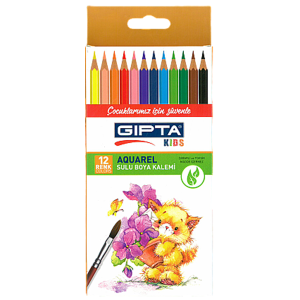 Gıpta Aquarel Sulu Boya Kalemi 12 Renk Karton Kutu