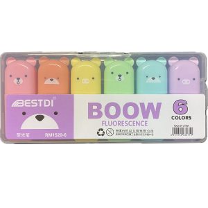 Mini Ayıcık 6 Pastel Renk Fosforlu Kalem Marker