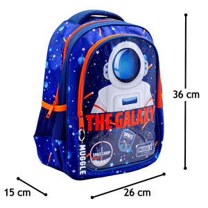 Muggle 2 Bölmeli Galaxy Siyah Okul Sırt Çantası (MU-0839)