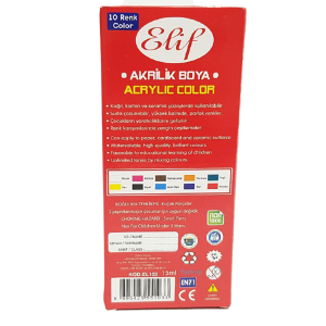 Elif İş Eğitimi 10 Renk Akrilik Boya Seti