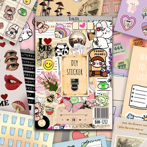 Vintage My DIY Sticker Book - 24x17 cm 16 Sayfa Özel Tasarım Sticker Defteri (Bam-1212)