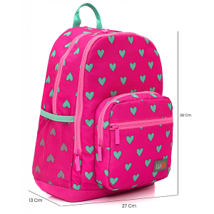 Wia Kids Kalp Desenli Okul Çantası 4 Bölmeli Pembe