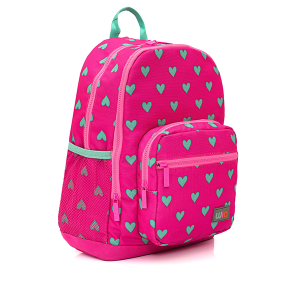 Wia Kids Kalp Desenli Okul Çantası 4 Bölmeli Pembe