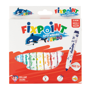 Fixpoint Jumbo Keçeli Kalem 10 Renk – Yıkanabilir ve Canlı Renkler